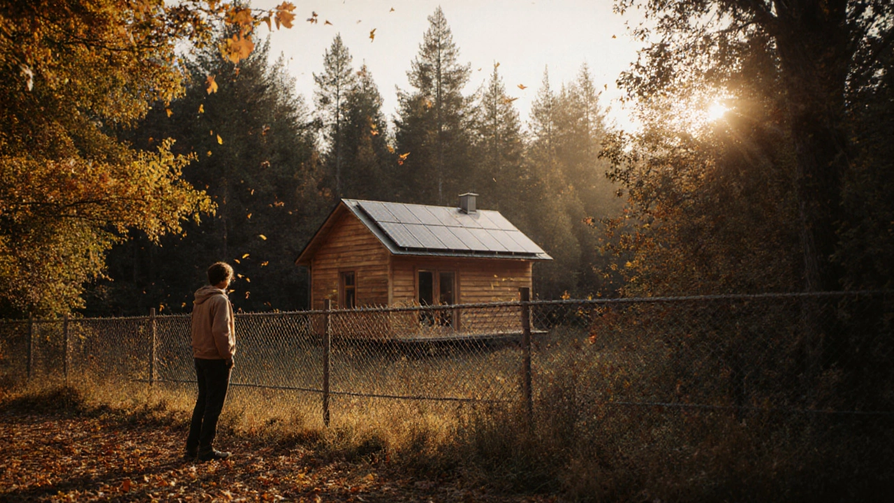 Человек стоит у границы заповедника, глядя на лес, за ним — дом на разрешённой земле.