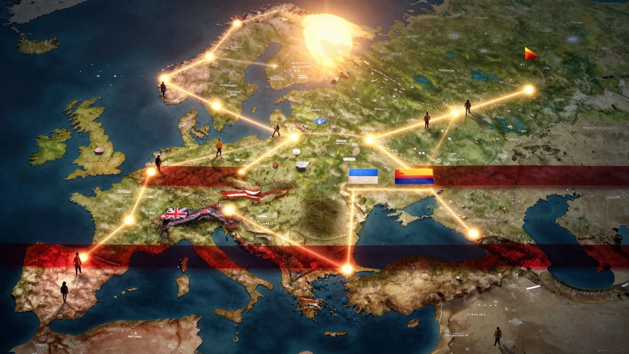 Карта Евразии с открытыми и закрытыми маршрутами для россиян в 2024 году