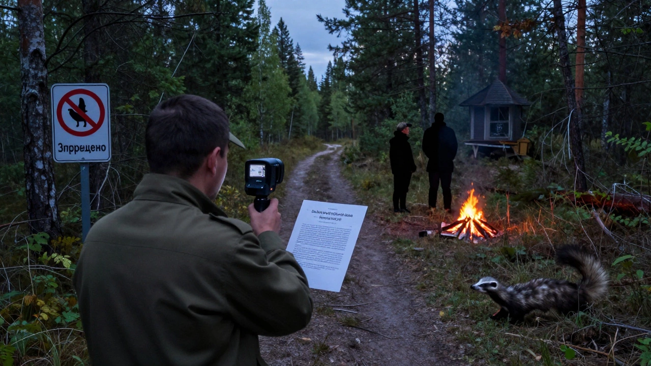 Рейнджер использует тепловизор, чтобы зафиксировать нарушителя в заповеднике.