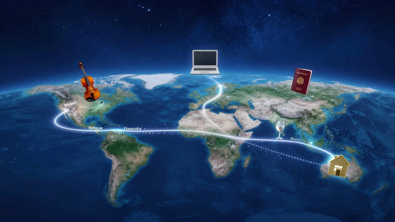 Глобальная карта с путями круиза и символами жизни на воде — без границ и расписания.